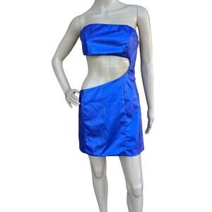 Murci Royal Blue Faux Leather Cutout Mini Dress NWT Size 10